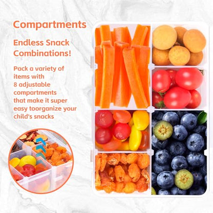 4 Pcs Snack Box Container. | 8 Compartments Snack Containers Reusable Meal Lunch Containers.