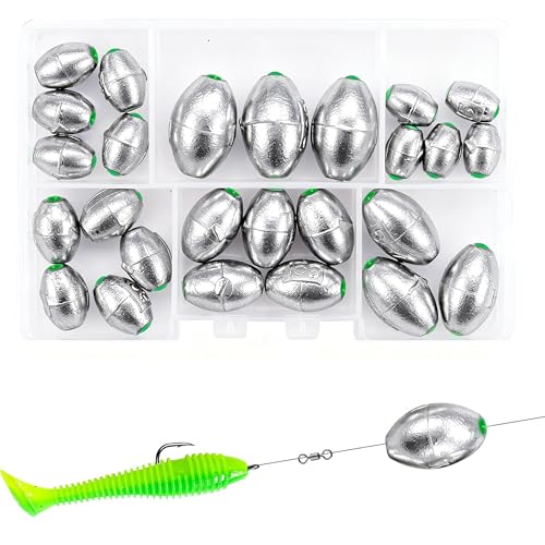 Egg Weights Egg Fishing Sinkers Lead Weights Catfish Weights Slide Sinkers for Fishing Line Assortment - style: 26pcs