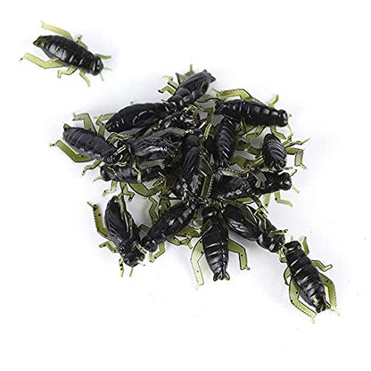 40 Pcs 2 Colors Black Cricket Shape Fishing Soft Lures Super Simulate Insect Artificial Bait