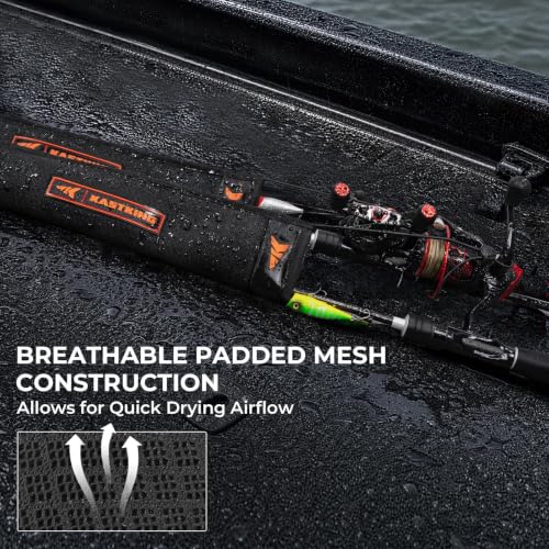 KastKing MeshGuard Rod Socks, Fishing Rod Sleeve, Neoprene Fishing Pole Sleeve, Fishing Rod Covers, Built-in Hanging Loop & Adjustable Lanyard, Fits Casting, Spinning, & Fly Rods - color: Black 1 Pcs, style: Casting/Trolling