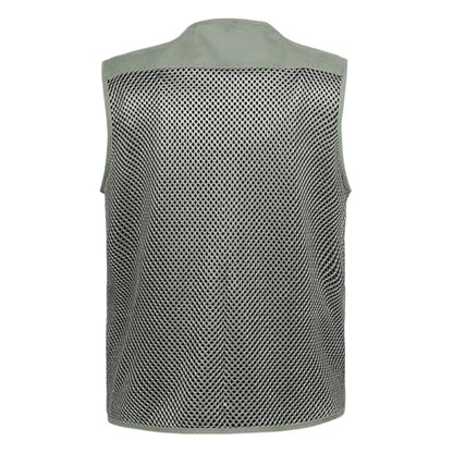 Mesh Breathable Vest for Men Fashion Lightweight Sleeveless Coats with Pockets Hiking Fishing Travel Outfits - color: Army Green, size: XX-Large