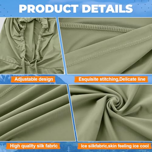 Funtery Summer Cooling Balaclava Mask, UV Protection Hood Mask Breathable Cycling Face Cover Full Head Scarf for Men Women - color: Black, Army Green, Milk Tea Color, Navy Blue