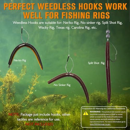 Dovesun Weedless Worm Hooks Wacky Rig Hooks Texas Rig Hooks 30PCS Professional V Bass Fishing Hooks for Freshwater Saltwater 1/0 2/0 3/0 - size: 2/0 * 30PCS, style: Professional "V" Weedless Hook