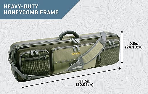 Allen Company Cottonwood Fly Fishing Rod & Gear Bag Case, Hold up to 4 Fishing Rods, Heavy-Duty Honeycomb Frame - Gray/Lime or Olive Green - color: Olive Green