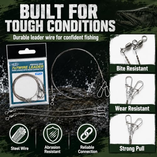 Premium Fishing Lure Steel Leader Wire – Strong Anti-Bite Stainless Steel Fishing Line for Bass, Pike, and Saltwater