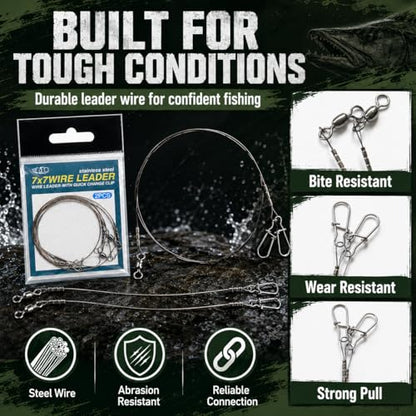 Premium Fishing Lure Steel Leader Wire – Strong Anti-Bite Stainless Steel Fishing Line for Bass, Pike, and Saltwater