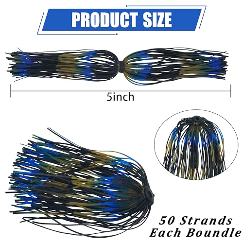 Spinnerbait Skirts Jig Skirts Bass Fishing Jigs Replacement Skirt Silicone 50 Strands Umbrella DIY Fishing Lures Rubber Skirt for Spinnerbaits Buzzbaits Squid Jig Baits Lures - style: 12pcs