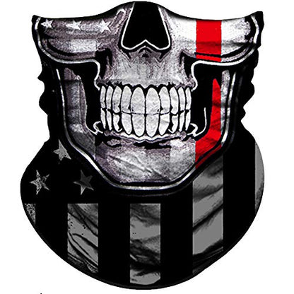 Obacle Neck Gaiter Face Mask Bandana for Dust Wind Sun Protection for Men Women - color: Flag One Red Line Flag Skull