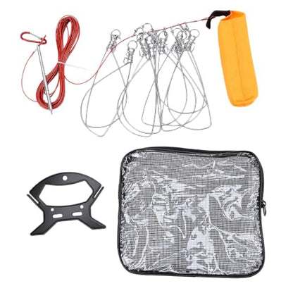 Fish Stringer High Strength Detachable Portable Live Fish Lock for Outdoor Fishing 10 Stainless Steel Hooks 5m Rope