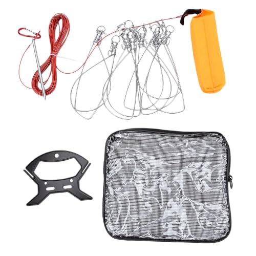 Fish Stringer with 10 Detachable Stainless Steel Hooks, 16.4ft PVC Coated Rope High Strength Fishing Lock for Kayak Fishing