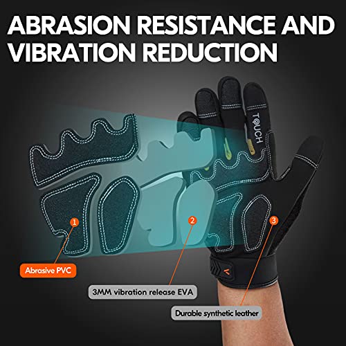 Vgo... 1-Pair Heavy Duty Synthetic Leather Work Gloves, Impact Protection Mechanic Gloves, Rigger Gloves, Vibration Reduction, Touchscreen Capable (Size S, Black, SL8849) - color: Black-regular, size: Small (1 Pair)