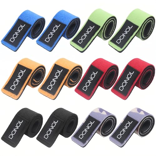 DONQL 12 Pcs Fishing Rod Straps, Stretchy Fishing Rod Tackle Ties, 6 Color Hook and Loop Pole Belts Casting Rods Belt with Fastening Pole Belts for Casting Rods Spinning
