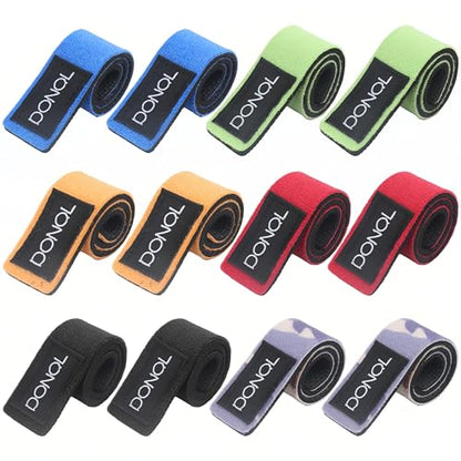 DONQL 12 Pcs Fishing Rod Straps, Stretchy Fishing Rod Tackle Ties, 6 Color Hook and Loop Pole Belts Casting Rods Belt with Fastening Pole Belts for Casting Rods Spinning