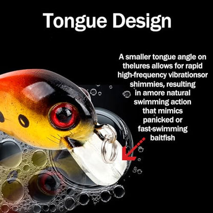 Square Bill Micro Crankbaits Bass Fishing Lures 10pcs FS/YE-13 | Sinking Lures,with Rattle Beads Lipless Jerkbaits,for Bass Trout Walleye,1.18in/0.06oz