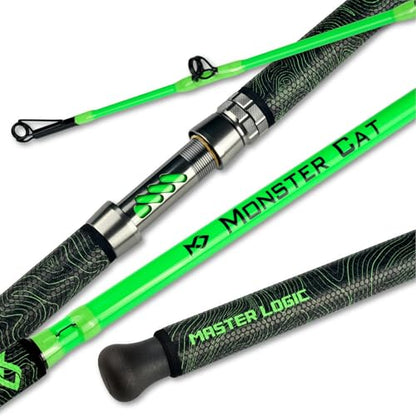 Monster Catfish Casting Rod, 7' MH Glow-in-Dark 1-Piece | Glow catfish rod with S-glass carbon blank, EVA grip, stainless guides, 10-50lb line and 1-10oz lures for night fishing - color: Green, size: ["Catfish Rod 7'-1pc-Medium Heavy"]