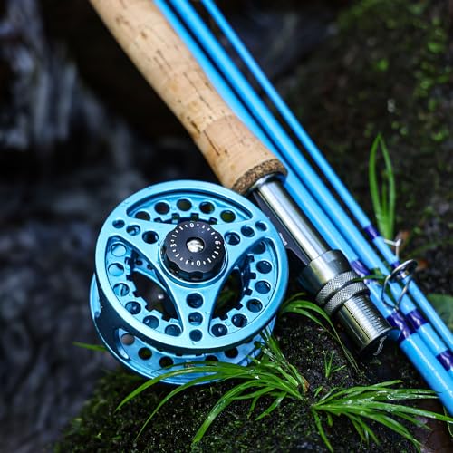 Sougayilang Fly Fishing Reel, Die Cast Aluminum Fly Reel, 5/6, 7/8, Weight Saltwater Fly Reels, 5/6, 7/8, Weight Saltwater Fly Reels - color: Blue, size: 5/6wt