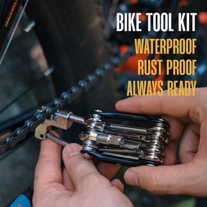 Bike Multitool - Bike Tool Kit -12 In 1 Lightweight Stainless Steel Bicycle Multi tool - Safety Locking, Survival Gear With Hex Key, Screwdriver, Chain Cutting Tool by Hayvenhurst - style: Bicycle Multitool