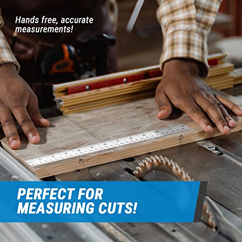 12 inch / 30-Centimeter Repeatable Stick-On Measuring Tape (12-inch, White - 300 ft) Both Metric and Standard Units - Peel-and-Stick Ruler Tape for Left-to-Right Reading (inch/mm) - color: White & Black