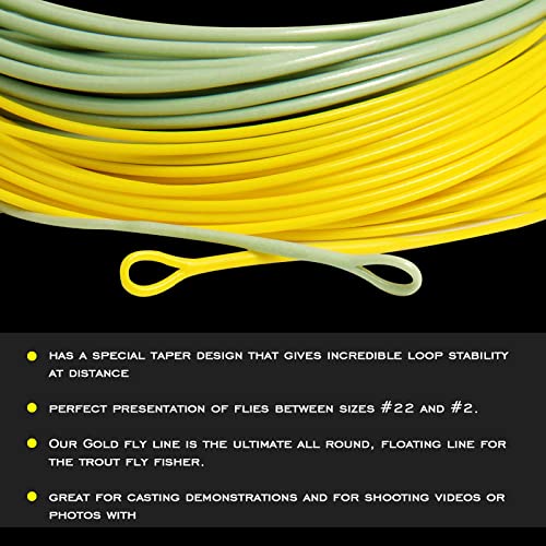 Gold Fly Line 90FT Weight Forward Floating 2 3 4 5 6 7 8 9WT Fly Fishing Line - color: MOSS GREEN + FLUO YELLOW, size: WF2F -90FT