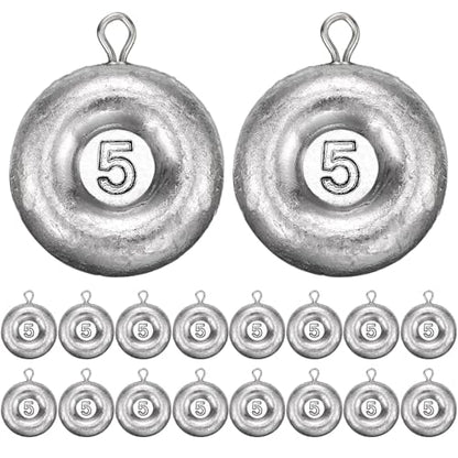 Shimeyao 18 Pieces Disc Sinkers Fishing Weights No Roll Disc Fishing Sinkers Weights for Saltwater Trolling Surf Tackle - size: 5oz