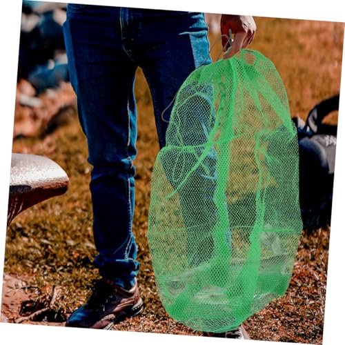 SUPVOX Portable Nylon Fishing Net Bag with Drawstring, 100x60cm Collapsible Fish Keeper Net for Outdoor Live Fish Storage and Crab Catching