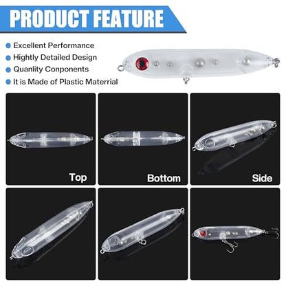 Demon Dragon Catfish Floats Catfishing Rattling Line Float Lure for Catfishing Spook Rattle/Float Peg Floats for Santee Rig Catfish Rig Fishing 10/20 Pack Clear Unpainted Blank - style: 10pack-4inch