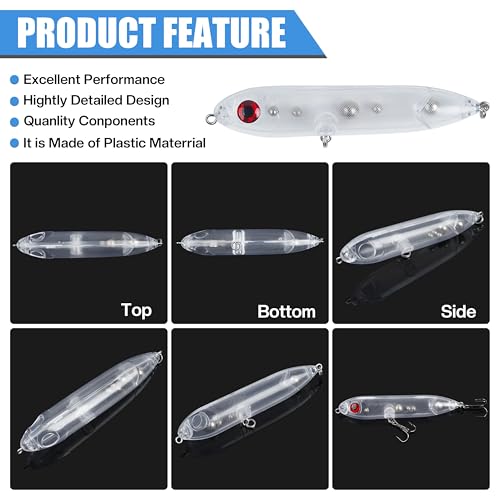 Demon Dragon Catfish Floats Catfishing Rattling Line Float Lure for Catfishing Spook Rattle/Float Peg Floats for Santee Rig Catfish Rig Fishing 10/20 Pack Clear Unpainted Blank - style: 20pack-4inch