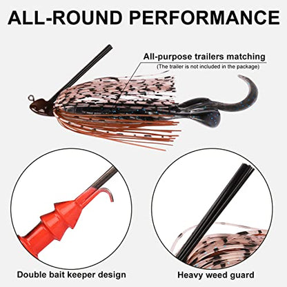 TRUSCEND Jigs Fishing Lures with Ultra Smooth Teflon Hook, Tour Grade Titanium Weed Guard Swim Jigs, Valuable Weedless Skirted Jig, Well-Made Lures for Crappie Bass Trout, Freshwater Fishing Gear - color: C1-3/8oz
