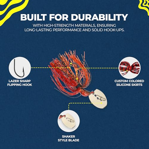 Sidewinder Bladed Jigs for Bass Fishing 1/2 Oz and 3/8 Oz | 2 and 5 - Pack | Fishing lures with 5/0 bladed jig head, vibrating shaker blade, low-column action, lifelike baitfish profile & skirt colors - size: 3/8 oz ( Pack of 5 )