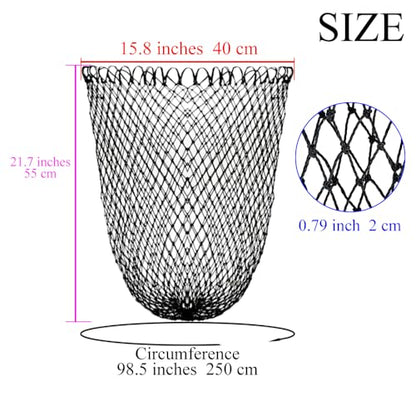 Fishing Net Replacement Foldable Trout Net Replacement Nylon Fishing Landing Mesh for Freshwater Saltwater Robust 24 Strands - color: Black, size: 15.8in dia-21.7in depth(49.5in Cir)-1P