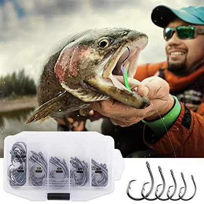 UCEC Circle Hooks Saltwater, in-Line 4X Strong Wide Gap Fishing Circle Hook for Saltwater Freshwater, 50PCS/ 25PCS High Carbon Steel Fishing Hooks for Tuna, Carp, Catfish, Bass, Amberjack and More - style: A1- 4/0, 5/0, 6/0, 7/0, 8/0 50pcs