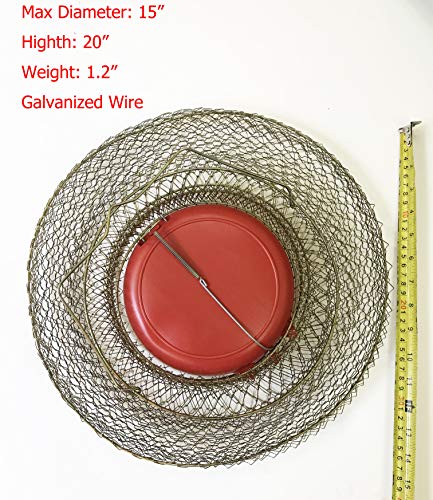 KUFA Floatable Galvanized Steel Wire Fish Basket with Float Medium(15"x20"H) FSA35x2