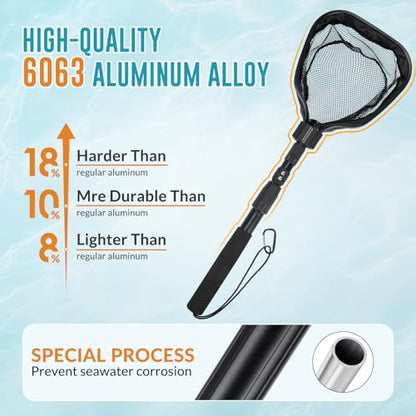 QualyQualy Floating Bait Net – Aluminum Livewell Net, 8" Hoop, 15"–21" Handle, Soft Mesh, EVA Grip, Belt Hook & Anti-Drop, for Minnows, Sardines, Herring – Telescopic & Collapsible Baitfish Net