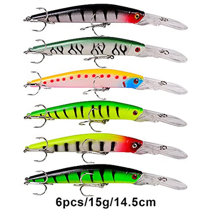 Bass Fishing Lures Kit Set Topwater Hard Baits Minnow Crankbait Pencil VIB Swimbait for Bass Pike Fit Saltwater and Freshwater - color: 011-59pcs