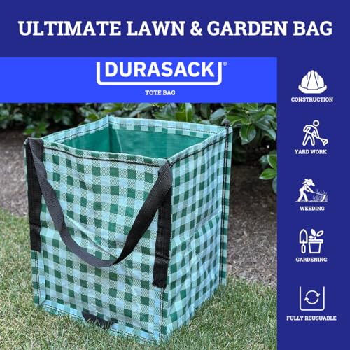 DURASACK Heavy Duty Storage Tote Bag 22-Gallon, Gingham Green | Rugged Woven Polypropylene Moving Bag, Reusable Self-Standing Design, Holds up to 500 Pounds - color: Gingham Green, size: Single