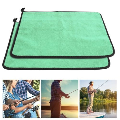 – Thickened Double Sided Absorbent Hand Towel with Clip for Fishing, Boating, Kayaking, Wiping Rods, Reels and Outdoor Gear, 15.7 x 11.8 Inch(Green) - color: Green