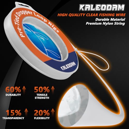 20lb-70lb 100knots Pre-Tied Dropper Loop Fishing Rig, 18" Spacing, 5.5" Loop Size, Ideal for Saltwater & Freshwater Fishing - size: 20LB-100knots