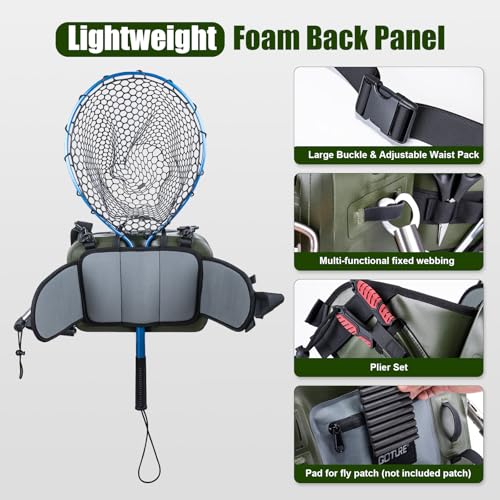 Goture Waterproof Fishing Waist Pack,IPX8 840D TPU Large Tackle Bag with Rod Holder,Airtight Zipper Closure,Fly Fishing Bag with Adjustable Waist Strap,Sling Fanny Pack with Lanyard,Forceps,Nipper - color: D3:Fly Fishing Bag with Knot Tying Tools