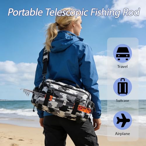 Tripquips 6.9FT Telescopic Fishing Rod - Lightweight Spinning Fishing Pole for Freshwater and Saltwater Anglers - color: ORANGE