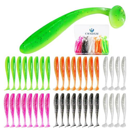 Fishing Soft Lures Paddle Tail Swim Baits Plastic Baits Crappie Walleye Trout Bass Fishing Baits for Jig Heads Saltwater/Freshwater 40PCS - color: Style B