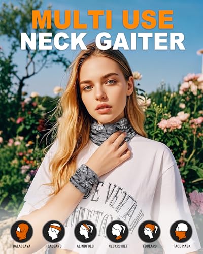 4Pack Neck Gaiter for Men Women Face Cover Mask Head Wrap Balaclava Headwear Bandana Headband Magic Scarf - color: A-color Paisley2