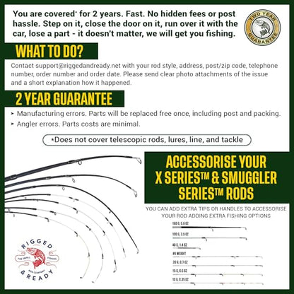 Rigged and Ready Smuggler Series™ Travel Fishing Rods. Super Compact, 1 Spinning Rod and Reel Combo, 4 Spin, 1 Casting Rod + Cases. 2, 3 or 4 Tips. Spin and General Freshwater - Saltwater Fishing