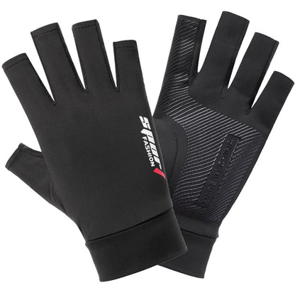 Anti-Slip Strips Cycling Gloves for Men/Women Half Finger UV Protection Driving Glove for Outdoor - color: Black