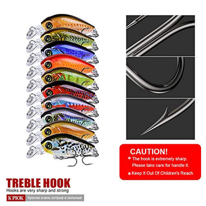 Mini Crankbait Fishing Lures Kits Swimbait Wobbler Hard Baits for Bass Trout Pike Freshwater and Saltwater 10pc-20pc/pack - color: 10pcs-4.7cm/0.14oz