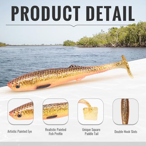 TRUSCEND Shadtale Easy Catch Soft Fishing Lures, Unique Vibration and Action for Various Rigs, Paddle Tail Swimbaits Trailer for Bass, Trout, Crappie, Walleye, Redfish, Saltwater & Freshwater Fishing - color: H3-2.5",0.08oz,12pcs