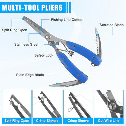 Unpainted Fishing Lures DIY Minnow Kit - 280/363pcs Blank Hard Crankbait Set Pliers Scissors,Treble Hooks,Split Rings,Stickers,3D Eyes for Making Lures DIY Fishing Tackle Kit - color: 363pcs kit