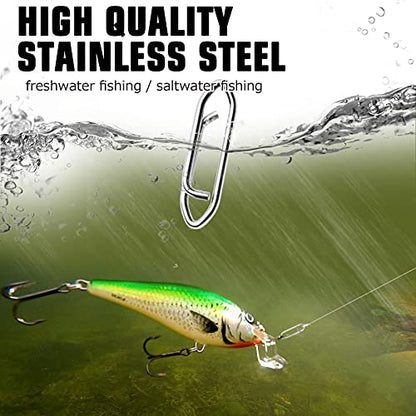 AMYSPORTS High Strength Fishing Snap Saltwater Stainless Connector Snaps Swivels Tackle Steel Power Fishing Clip Lure Quick Change White Nickel - size: Size5 (121lb) 50 pcs