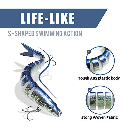 TRUSCEND Swimmax Easy Catch Fishing Lures with BKK Hooks, Wiggling, Vibrating, Rattling and Gurgling for More Bites, Heavy-Duty Dyneema Fiber Jointed Swimbaits for Bass, Trout, Crappie, Walleye, Pike - color: B-4",0.35oz