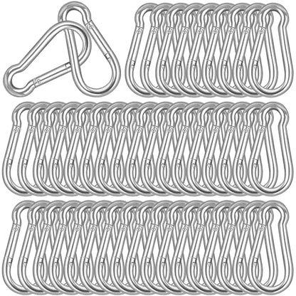 60PCS M8 Heavy Duty Carabiner Clip, 3Inch Snap Hook Quick Link Small Carabiner Clips,Spring Link Buckle for Fishing Camping Hammock Dog Leashes-550LBS Holding Capacity (Silver) - color: Silver, size: 60PCS-M8
