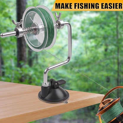 SILANON Fishing Line Spooler, Adjustable Portable Reel Spooler Fishing Line Winder Spooler with Suction Cup No-line Twist Spooling Station System for Spinning & Baitcasting Reels